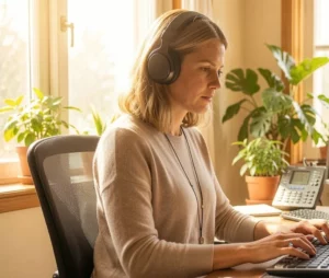 Journée d'un transcripteur audio immobilier professionnel