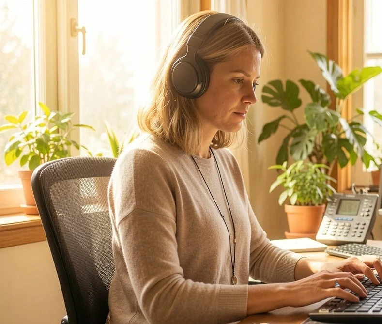 Journée d'un transcripteur audio immobilier professionnel